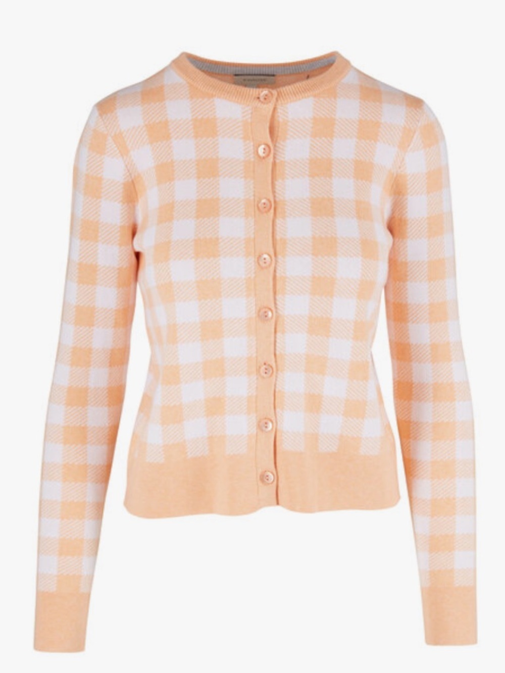 NWOT Kinross Apricot & White Gingham Cardigan Large‎